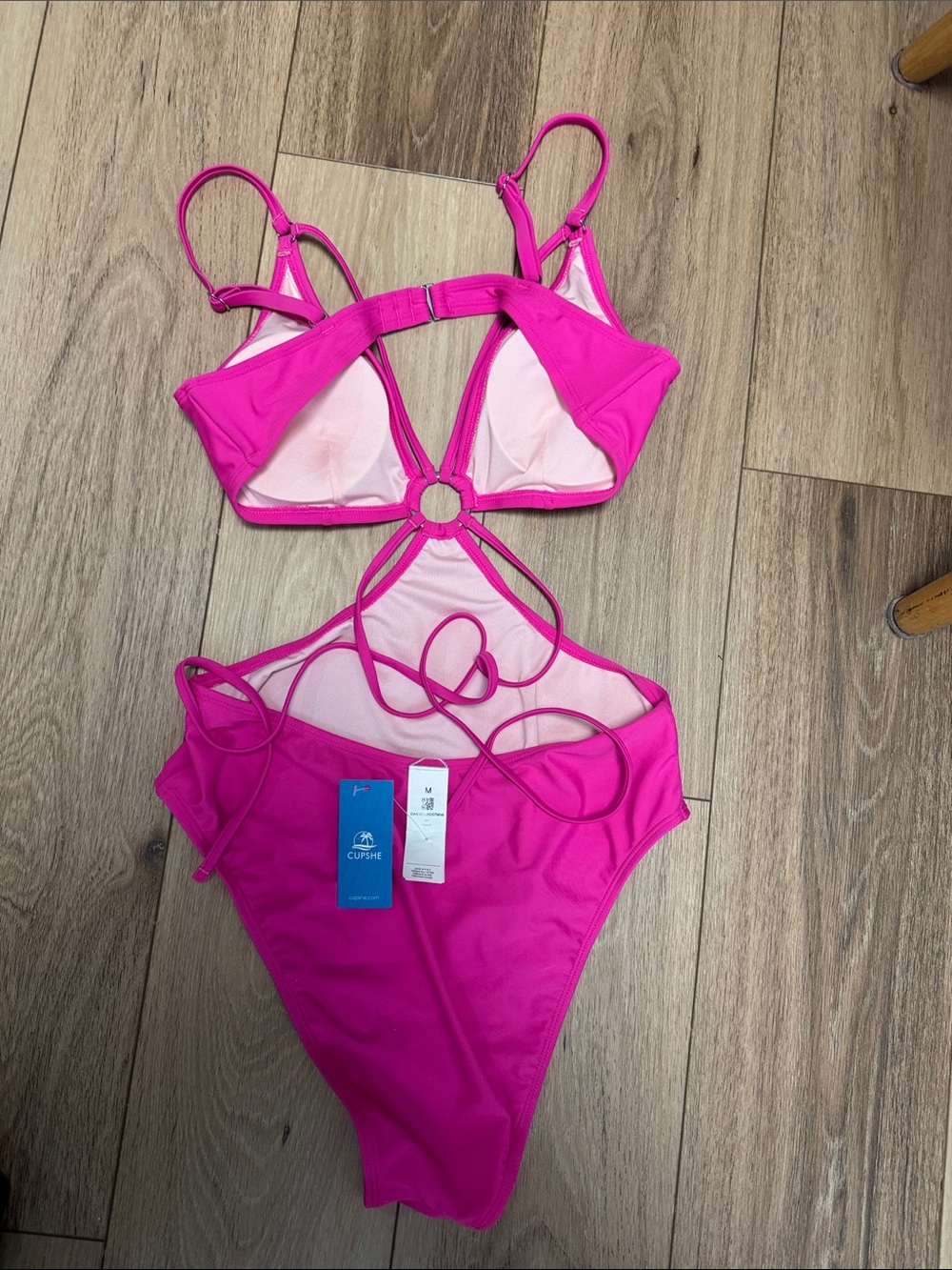 Cupshe NWT M Hot Pink Cutout MONOKINI SEXY One-Piece Swimsuit - Picture 6 of 6